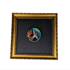 Dan Wang Signed And Dated Vintage Porcelain Hand Painted Hummingbird Framed Art